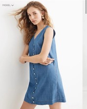 Madewell Denim Button-Front Sleeveless Easy Dress in Haslett Wash Size S
