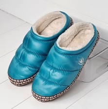 Ariat Women's Size Large Cirus Clog Slippers Faux Fur Puffy Turquoise AR2696-440