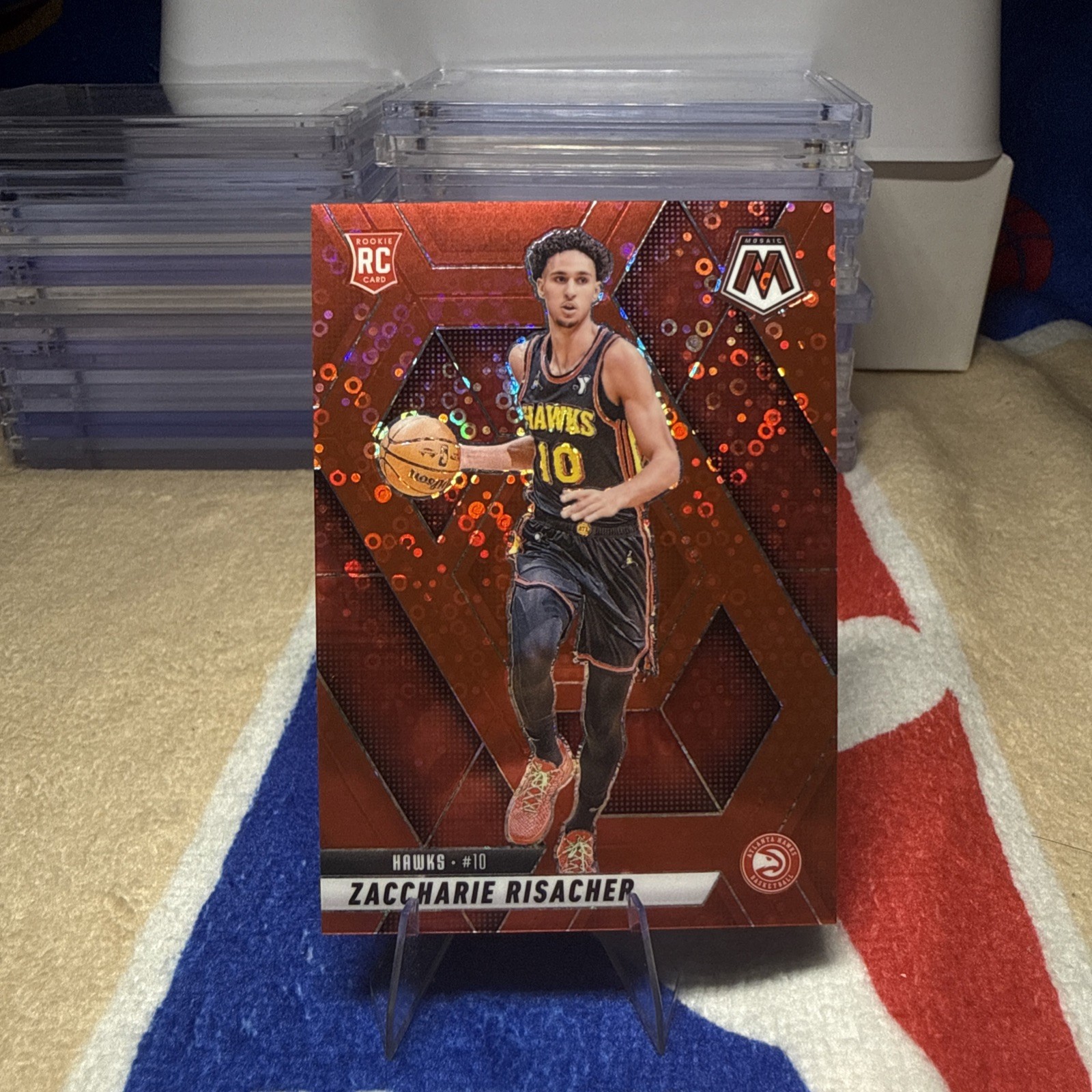 2024-25 Panini Mosaic - Zaccharie Risacher /99 Fast Break Red Disco Prizm #213