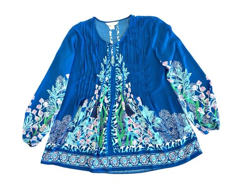 Lilly Pulitzer Blue Lavender Floral Top Women’s Size Large