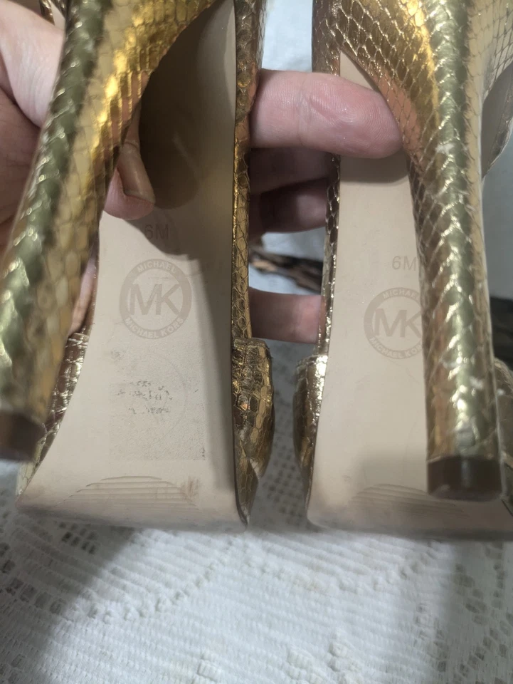 Michael Kors Women's Brenna Metallic Gold High Heel Sandals Size 8M US - Image 4 of 4