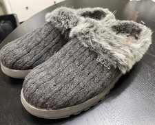 Bobs Skechers Slippers Womens 8 Keepsakes Ice Angel Mules Gray Faux Fur