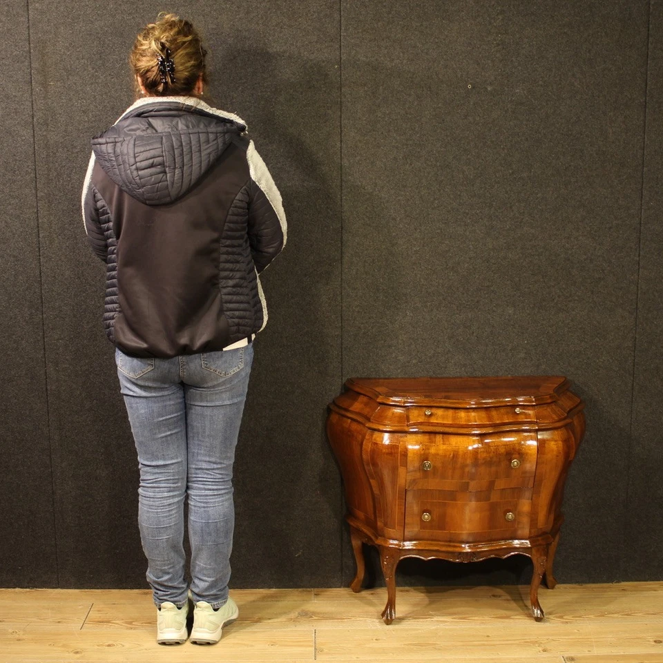 Cómoda veneciana pequeña en muebles de madera tocador con incrustaciones 3 cajones siglo XX Foto 2 de 4