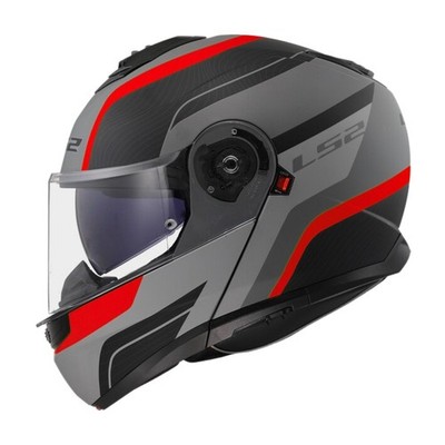 FF908 STROBE II Modularhelm 90 Grad Schwarz Grau Rot Für Motorrad