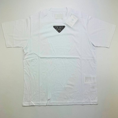 PRADA Patch Logo T-Shirt Men Oversized White Color Size XL