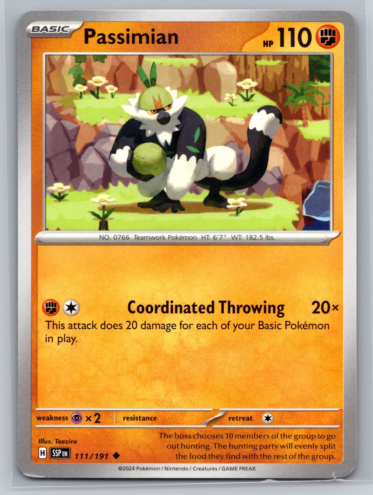 Passimian 111/191 Surging Sparks Uncommon Fighting Type Pokemon Card 2024