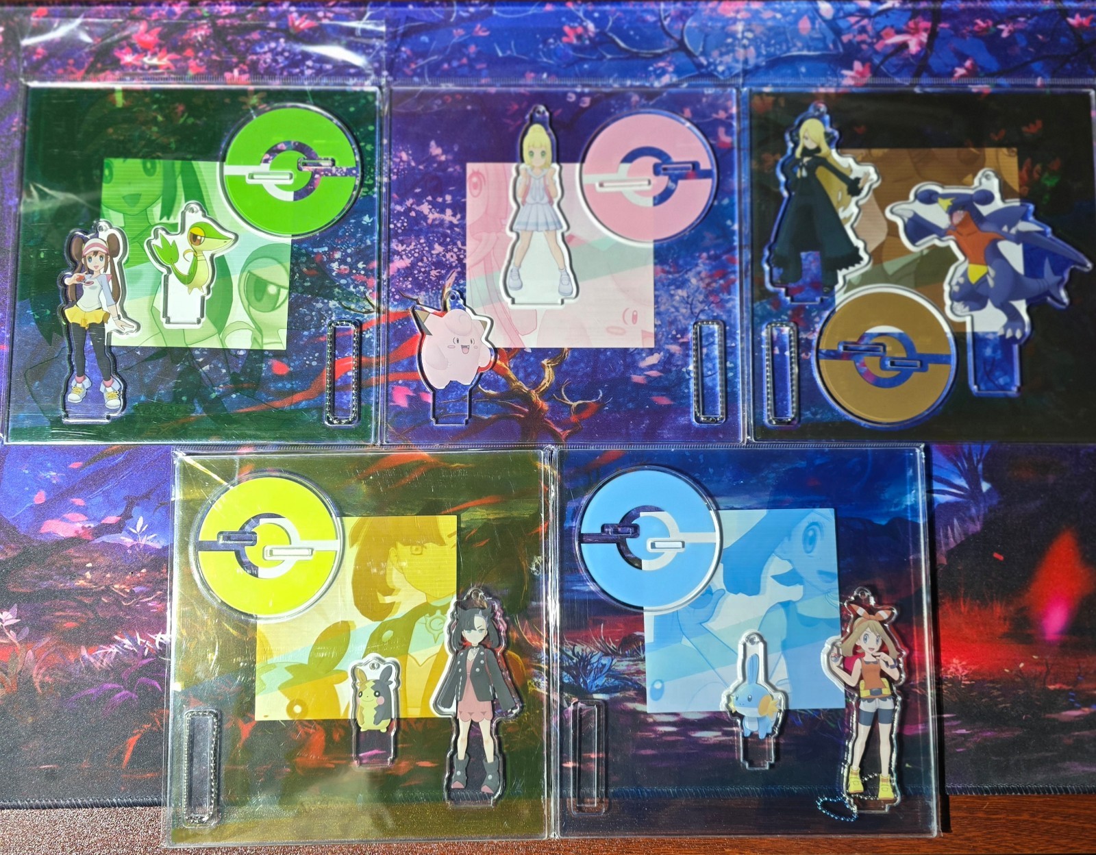Pokemon Center 2022 Pokemon Trainers Acrylic Stand Key Chain LOT of 5