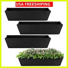 4 Pcs 30 Inch Fabric Plant Window Box Liners-Rectangular Non-Woven Planter Ba...