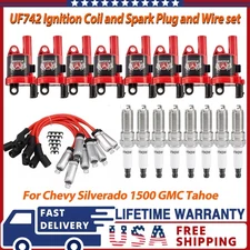 8 Set Ignition Coil+Spark Plug+Wire Set For Chevy Silverado 1500 GMC Tahoe UF742