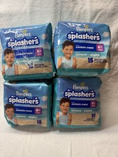  4 Pampers Splashers Swim Diapers Size 6 35 lbs Disposable 15 Count Brand New