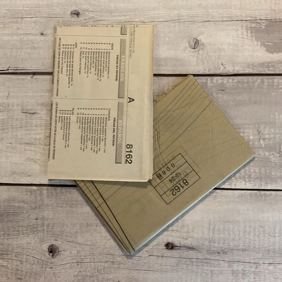 Burda 8162 Sewing Pattern Jacket Skirt Suit Asymmetrical Details Sz 12-24 UNCUT - Image 3 of 3