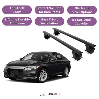 ERKUL Roof Rack Crossbars For HONDA ACCORD 2018-2022 Naked Roof Aluminum Black