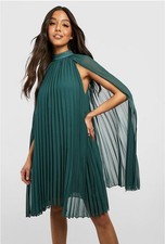 high neck shift dress Pleated Médium 