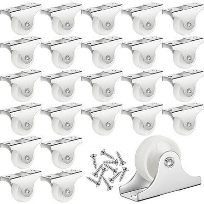 24 Pcs 1'' Small Casters Wheels Mini Rigid Non Swivel Fixed Castor Wheels