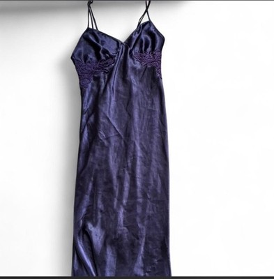Marilyn Monroe by Warner's Purple Satin Nylon Full Slip S Adjustable Lace