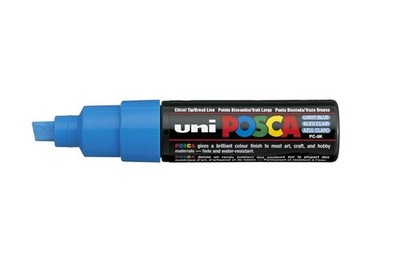6 PCS UNI PC8K Chisel Tip Marker Pen Light Blue Drawing Art Supplies Craft