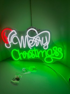 Frohe Weihnachten LED Leuchtreklame Xmas Home Wand Party Deko. Grün/Weiß/Rot