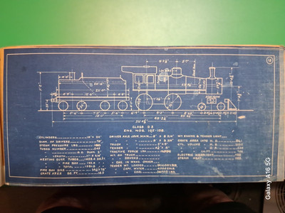 CHICAGO & ALTON RAILROAD 4-4-0 LOCOMOTIVE #105 ORIG 1918 BLUEPRINT DATA DRAWING