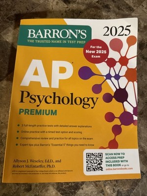 AP Psychology Premium, 2025 Prep Book for 2025 Exam with 3 Practice Test NEW