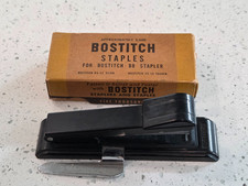 Vintage BOSTITCH B8 Black Desk Stapler w/ Remover Partial Box of Staples