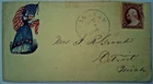 26 Civil War Patriotic -Pretty Red & Blue on Yellow Standing Female Holding Flag