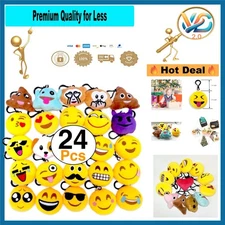 24 Pack Emoticon Plush Pillows – Mini Keychain, Colorful, Party Favor, Kid Safe