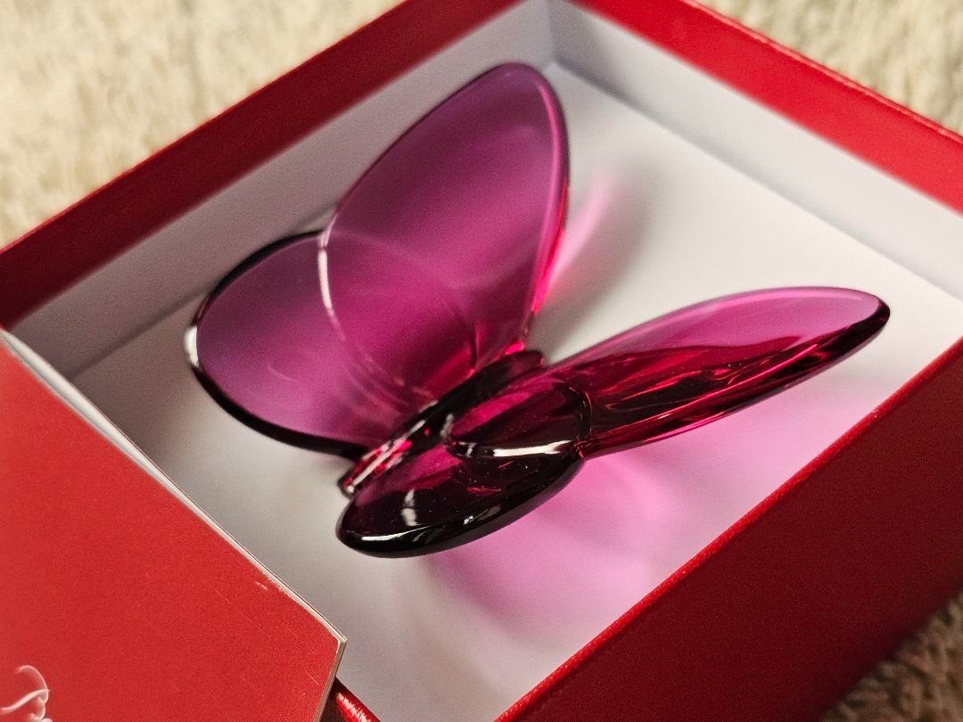 Baccarat バタフライ　箱付き　ガラスオブジェ パープル Baccarat Purple Butterfly – The Little House Shop