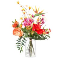 Artplants Deko Sommerstrauß Myha, Orange-Pink, 75Cm, Ø55Cm