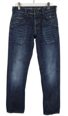 Pme Legend Jeans Mens W30/L32 Blue Denim Tapered Button Fly Faded