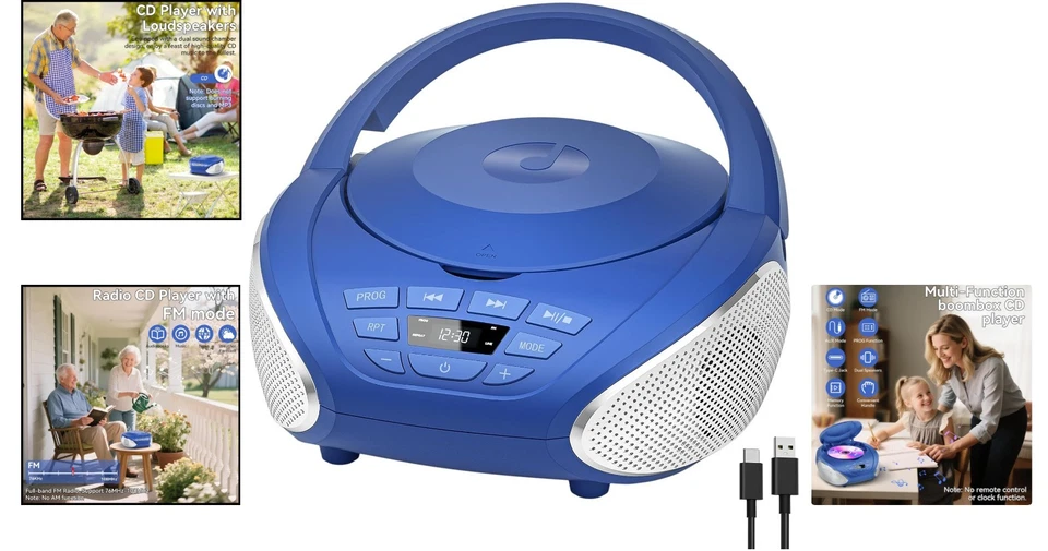 Einfache Bedienung Boombox CD-Player mit AUX –  für Senioren und Kinder - Bild 2 von 4