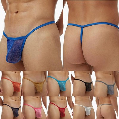 Sexy Mens Mesh Pouch G-String See-Through Briefs Underwear T-Back Thongs Panties