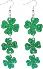 Fun St. Patrick's Day Earrings Shamrock Dangle Good Luck Green Shamrock