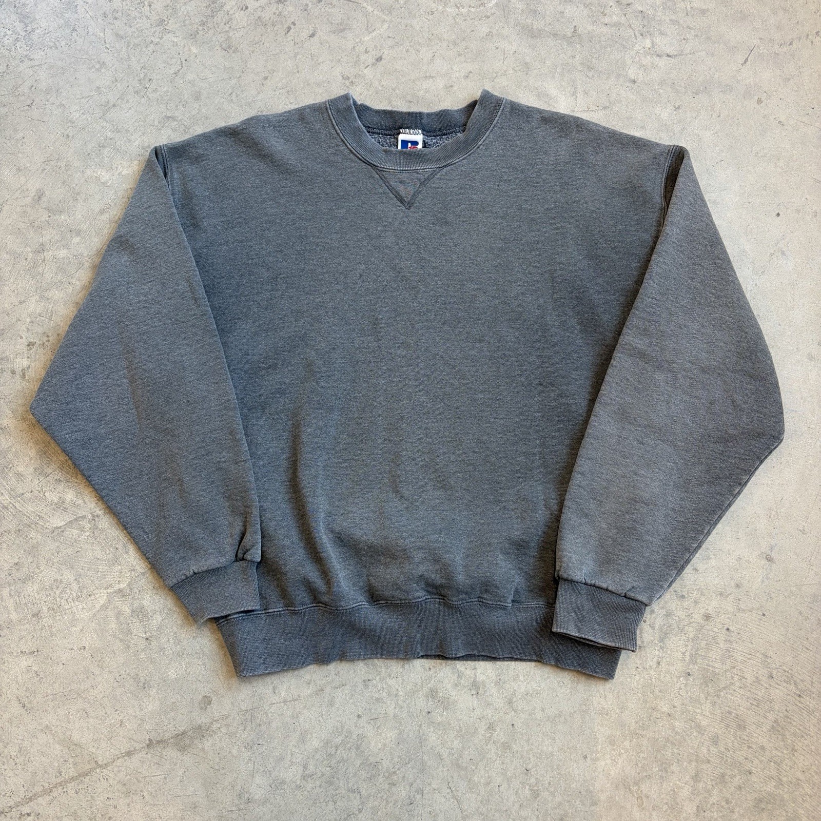 Vintage 90s Russell Athletic Crewneck Pullover Sweatshirt Sun Faded Gray Size XL