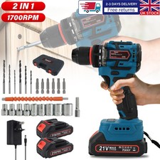 Brushless Cordless Impact Drill Driver Electric Screwdriver 2 Battery & Charger