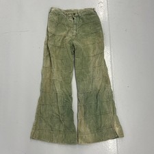 Vintage 70s Green Patchwork Bell Bottom Corduroys 26x27 1970s True Vintage