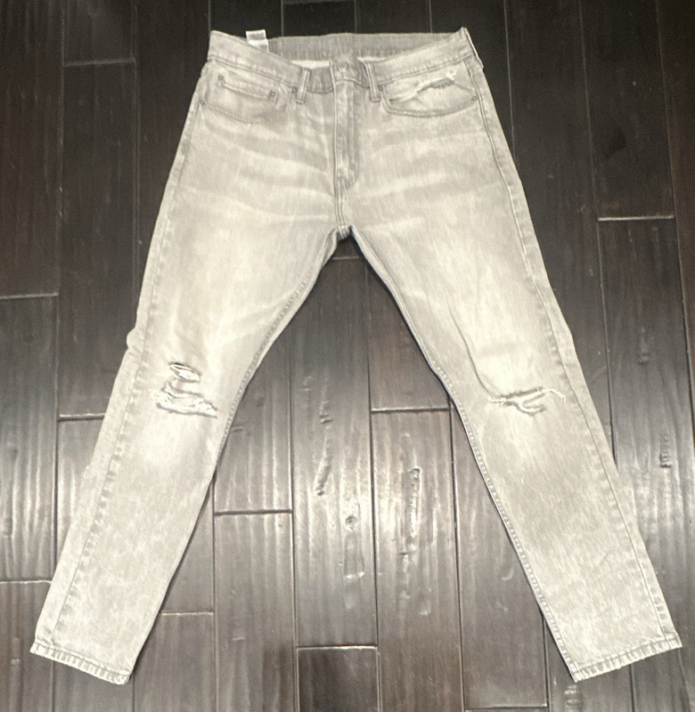 Levi’s Men’s Slim Taper Gray Light Wash Distressed Denim Jeans Cotton Size 34