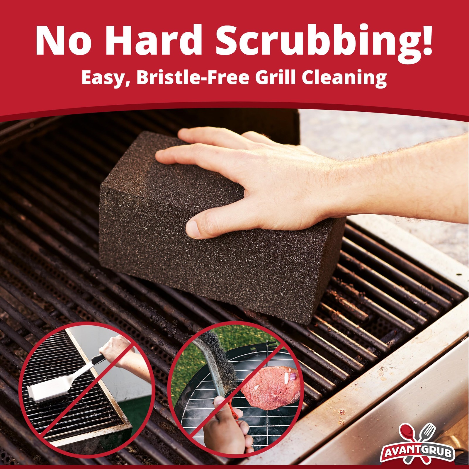 Avant Grub Commercial Grill Cleaning Brick - 12 Pack Pumice Stone Cleaner for Gr