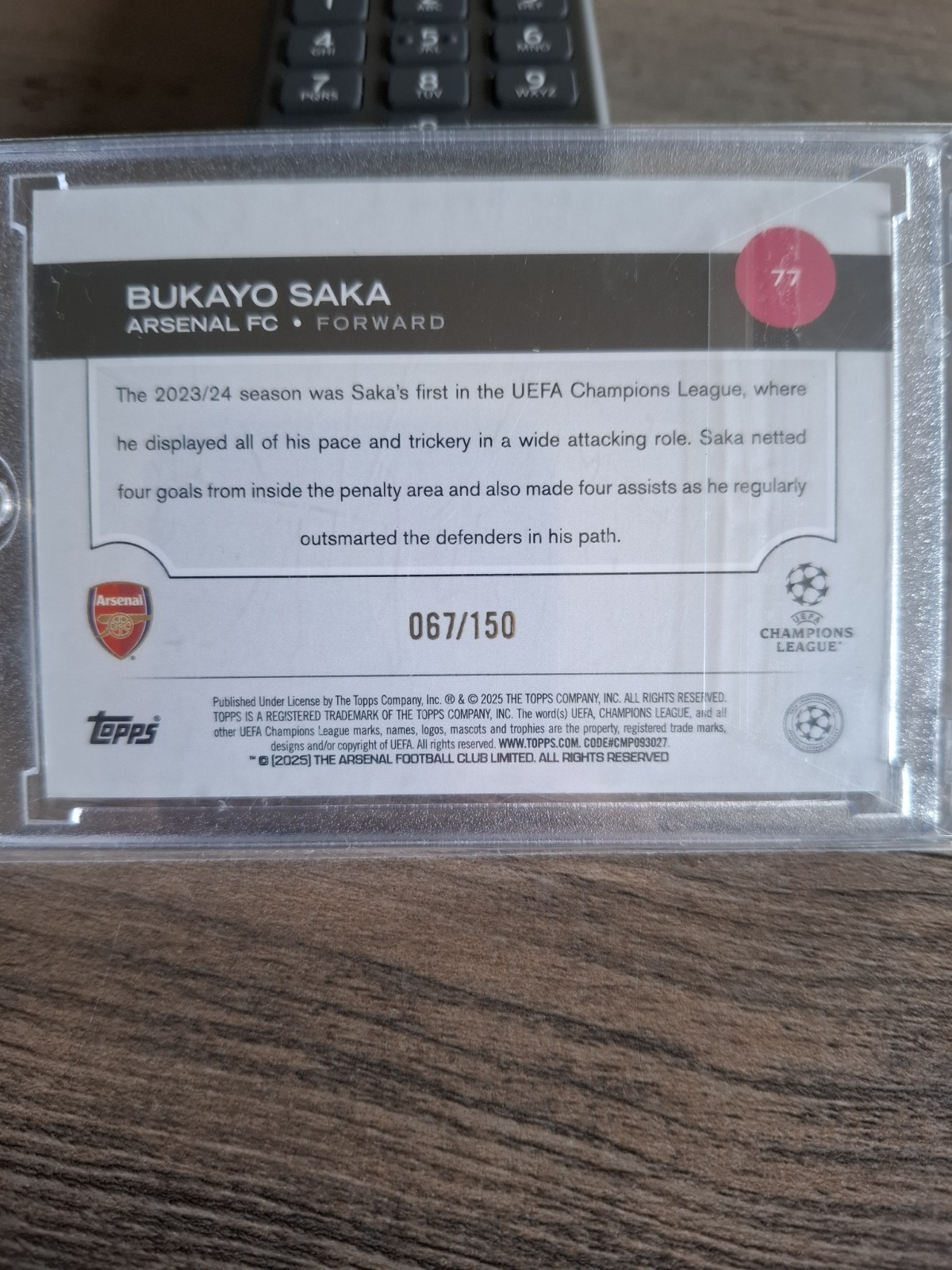 Topps 2025 Bukayo Saka Black And White/150 Arsenal view 6