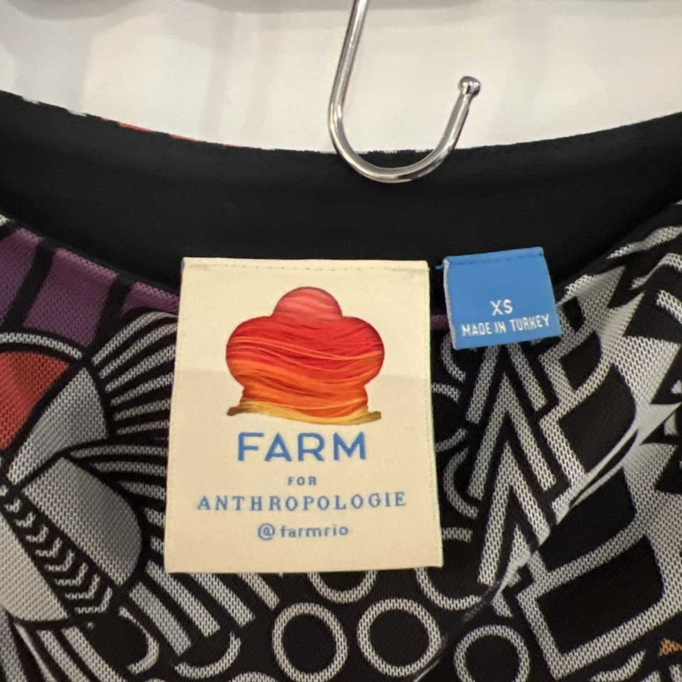 Falda midi plisada con estampado abstracto colorido Farm Rio Anthropologie XS Foto 2 de 3