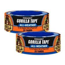 Gorilla All Weather Duct Tape, Black, 1.88 x 25 yd Pack of 2 - UV and Temp...