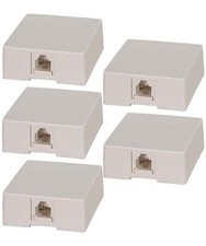 5x RJ11 6P4C Telephone/Phone Line White Modular Surface Mount Box