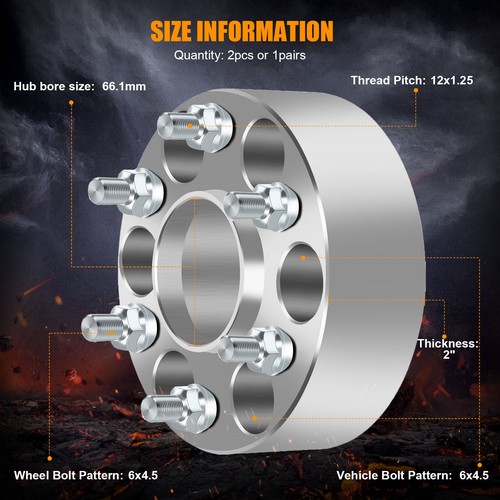2 pcs 2" 6x4.5 12x1.25 studs wheel spacers For 2005-2012 Nissan Pathfinder - Picture 2 of 7
