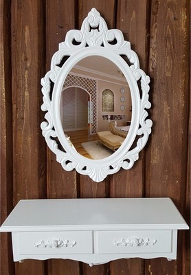 Vanity Wall Mounted Makeup Mirror 2 Drawer Dressing Table Dresser Desk Uk Post Ebay