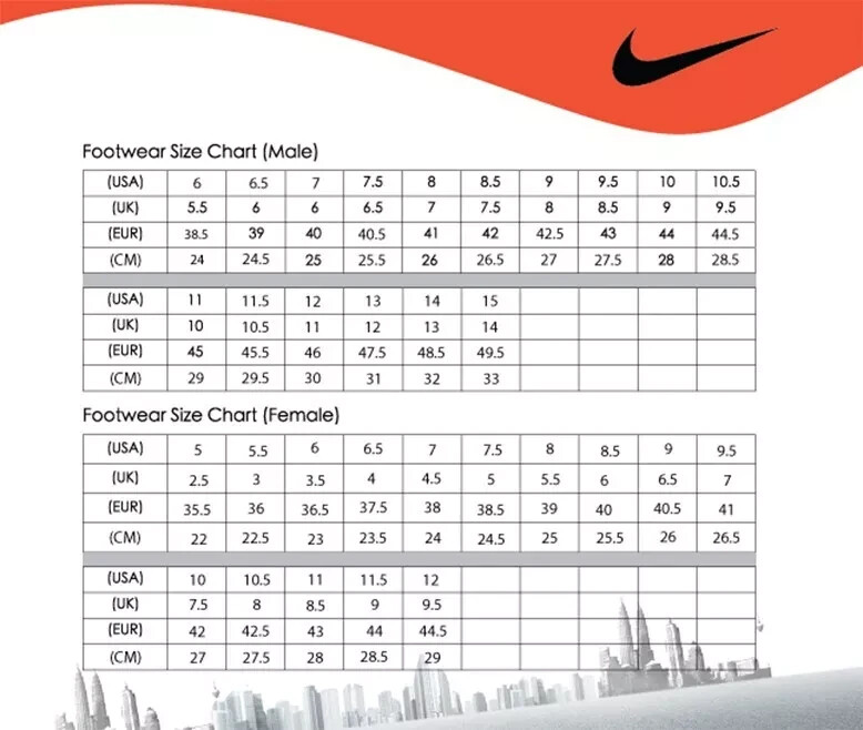 Foot Eu Shoe Size To Us Nike Conversion Chart Nike Size Shoe In