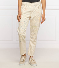 Polo Ralph Lauren Women's Natural Paint Splatter Avery Boyfriend Jeans Sz 34