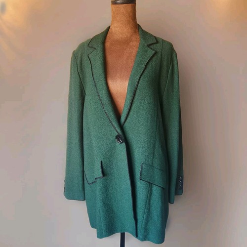 STEVE FABRIKANT Vintage Jacket Knit Green Wool Blend Women's Size M USA Made