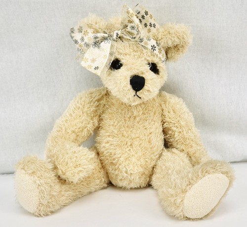 Bär Plüsch Savanne 12 Zoll gewichtetes helles Fell Kopf Band mit Schleife Russ Berrie - Bild 1 von 11