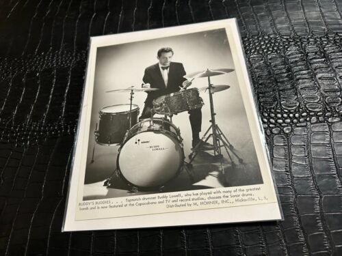 #855 VINTAGE 8x10 MUSICIAN PHOTO - SONOR DRUMS - BUDDY LOWELL - Picture 1 of 1