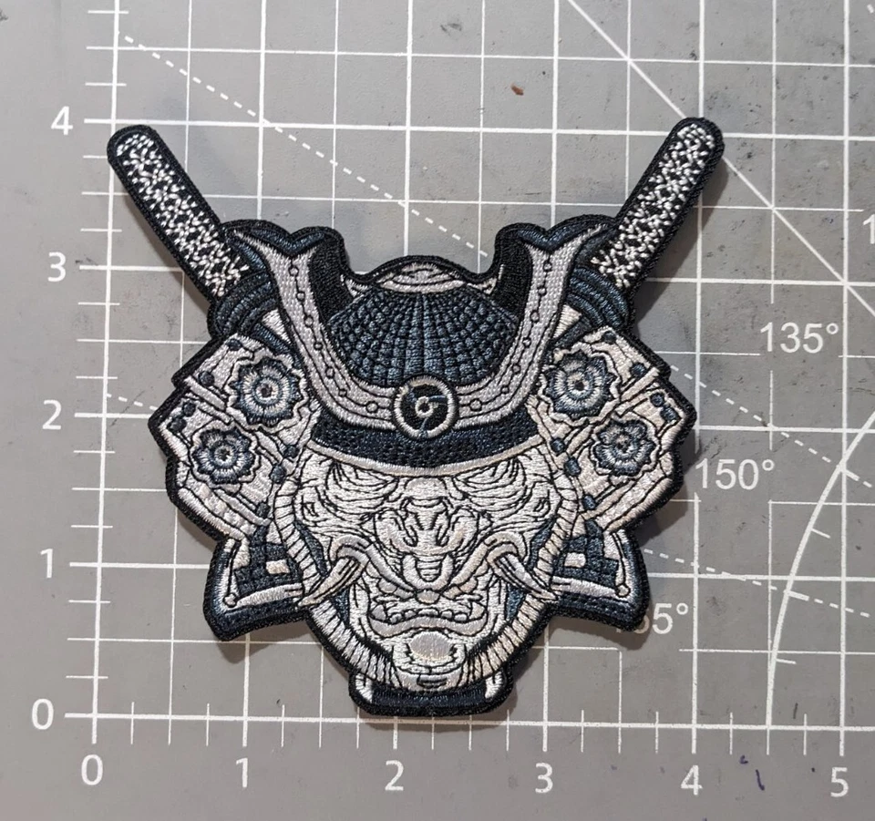Samurai Kabuto Patch Japanese Helmet Armour Shogun Embroidered Iron On 4x4" - Image 2 of 3