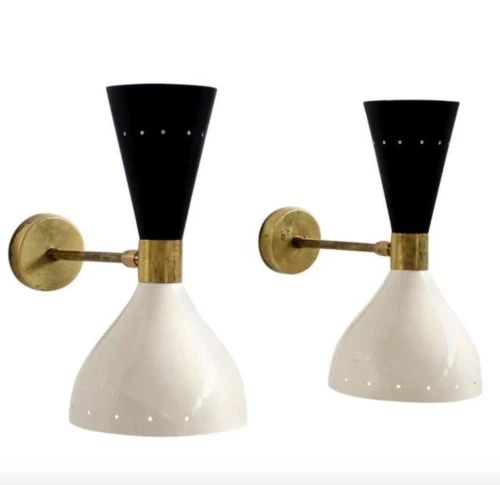 Wall Sconce Diabolo Pair of Modern Italian Wall Lights B W Wall